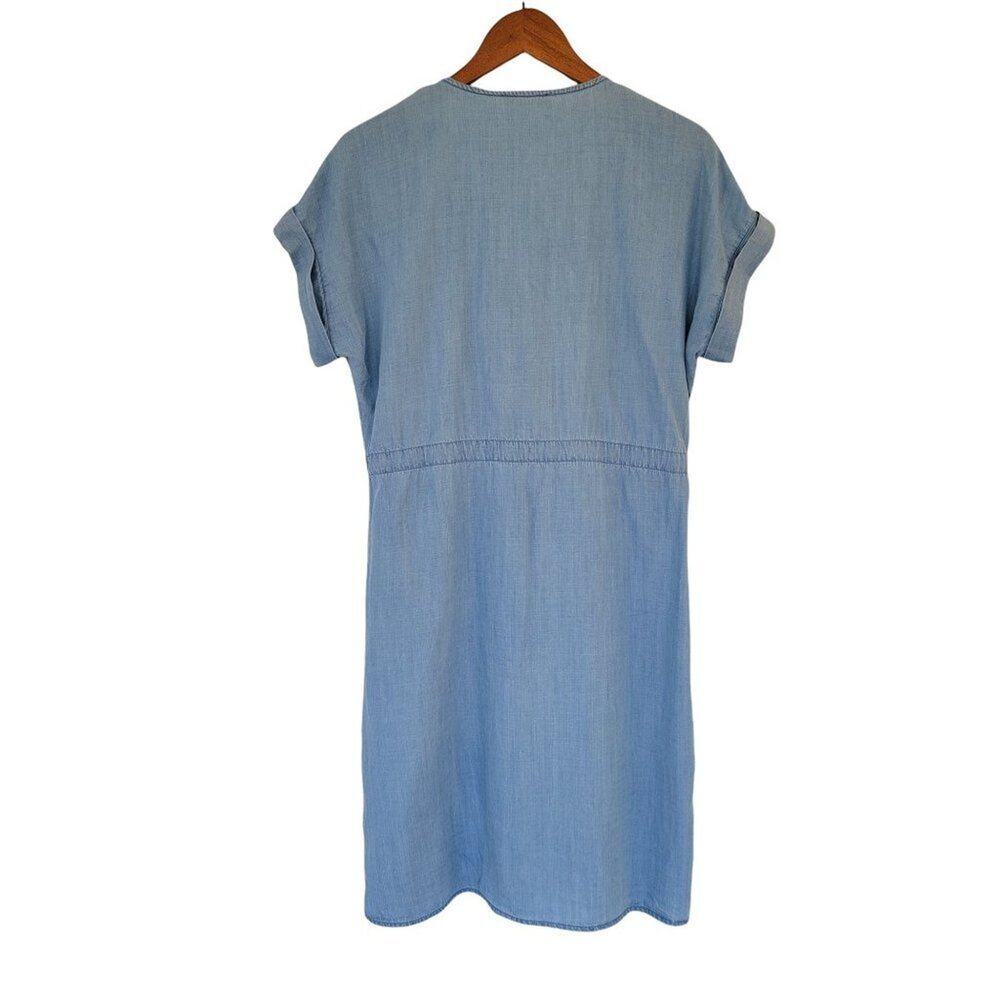 Saks Fifth Avenue Chambray Button Down Dress Womens Size M Light Blue Lyocell - Picture 6 of 10